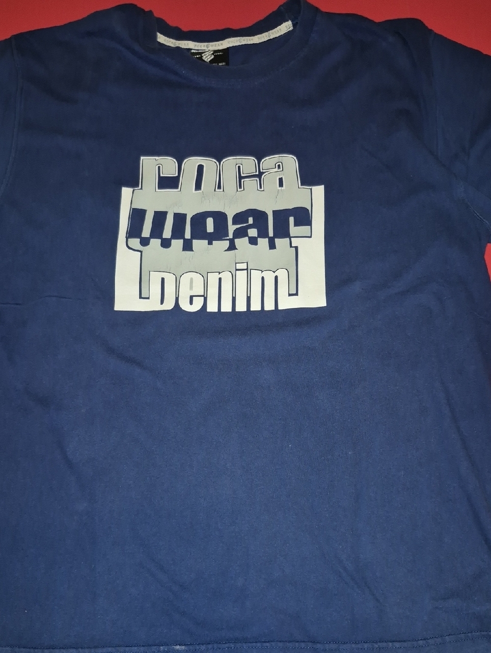 Rocawear AUTHENTIC Denim Graphic Tee in Blue XXL